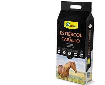 Estiércol de caballo en saco con asa