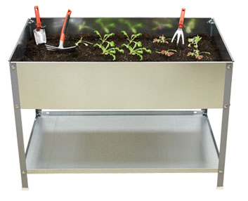 Una mesa de cultivo de acero galvanizado