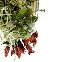 Escultura de flores y cactus